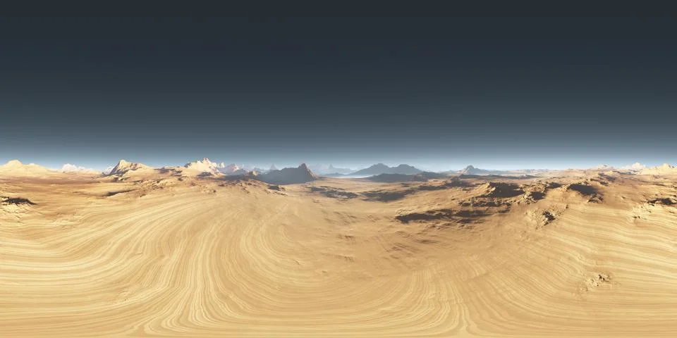 360 degree desert landscape. Equirectangular projection, environment map, HDR Stock Illustration