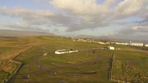 360 degree Drone panning shot of Rosses Point. Stock Footage 201613277