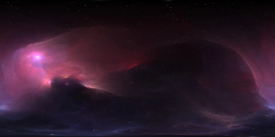 360 degree equirectangular projection space background with nebula and stars Stock Illustration