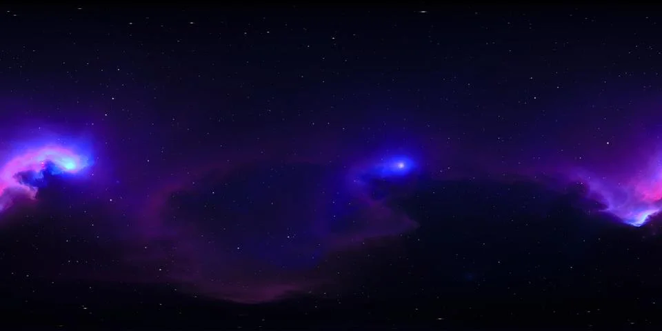 360 degree equirectangular projection space background with nebula and stars 库存插图