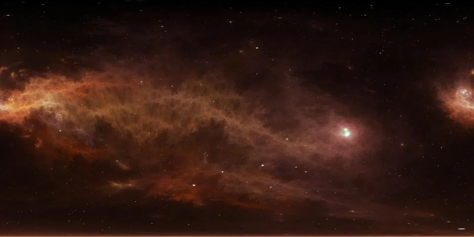 360 degree equirectangular projection space background with nebula and stars Stock Illustration
