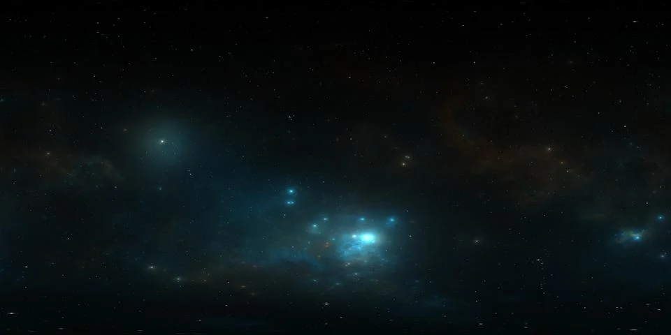 360 degree equirectangular projection space background with nebula and stars, Ilustración de archivo