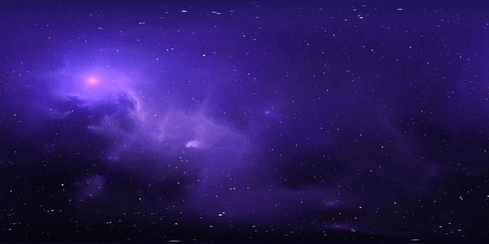 360 degree equirectangular projection space background with nebula and stars, Stock Illustration