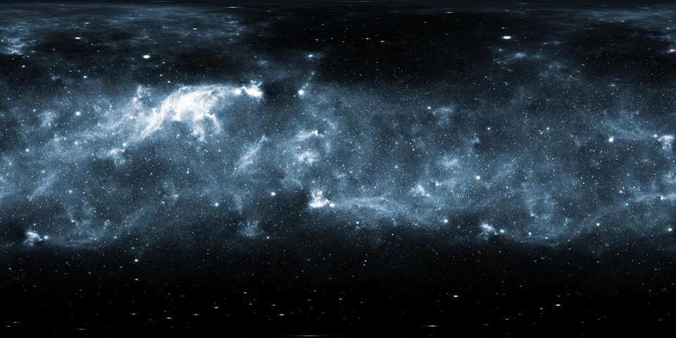 360 degree equirectangular projection space background with nebula and stars 库存插图