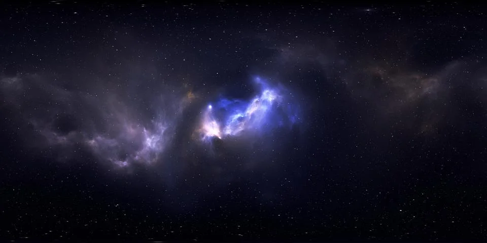 360 degree full sphere panoramic space background with starfield and nebula 库存插图