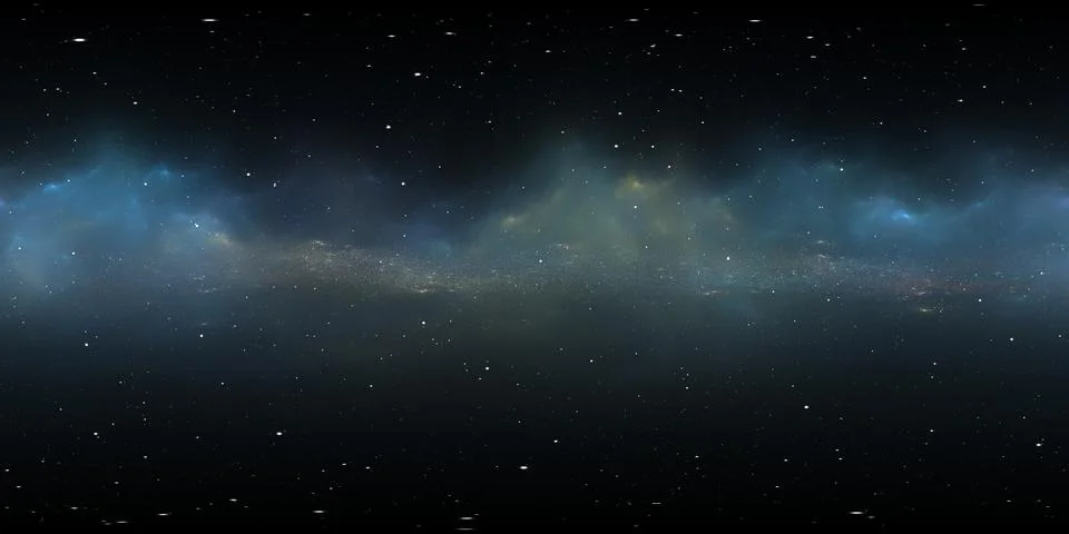 360 degree full sphere panoramic space background, galactic belt in the dis.. 库存插图