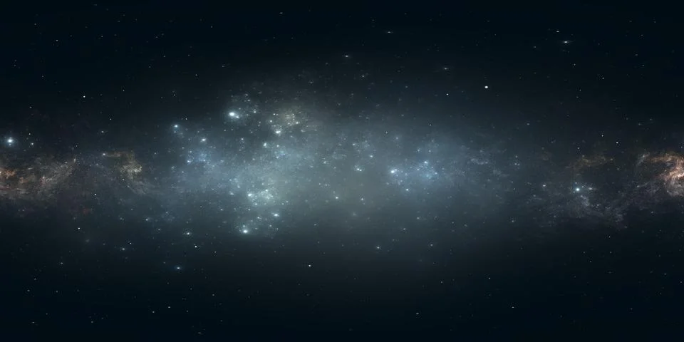 360 degree full sphere panoramic space background, galactic belt in the dis.. 스톡 일러스트