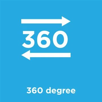 360 degree icon isolated on blue background Stock Illustration