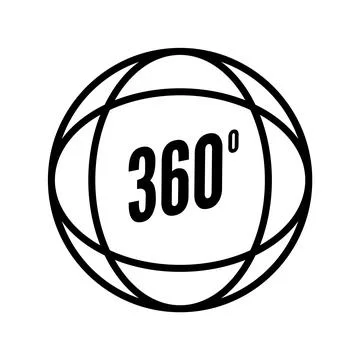 360 degree icon view vector circle pictogram. Rotate 360 degree view logo symbol Stock Illustration