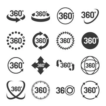 360 Degree Icons Set. Vector Иллюстрация