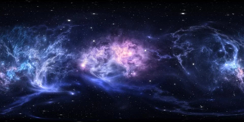 360 degree interstellar cloud of dust and gas. Space background with nebula 库存插图