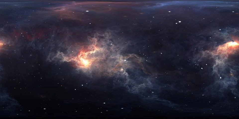 360 degree interstellar cloud of dust and gas. Space background with nebula Illustrazione stock