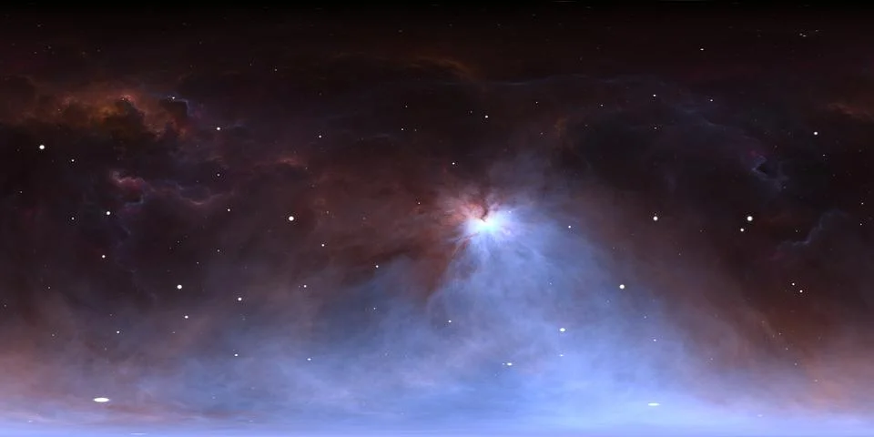 360 degree interstellar system and gas nebula. Panorama, environment 360 HDRI Stock Illustration