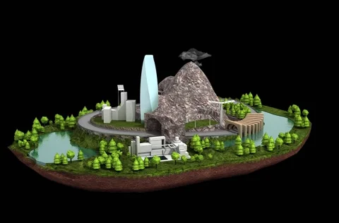360 degree island 3d model Stock Footage 64309000