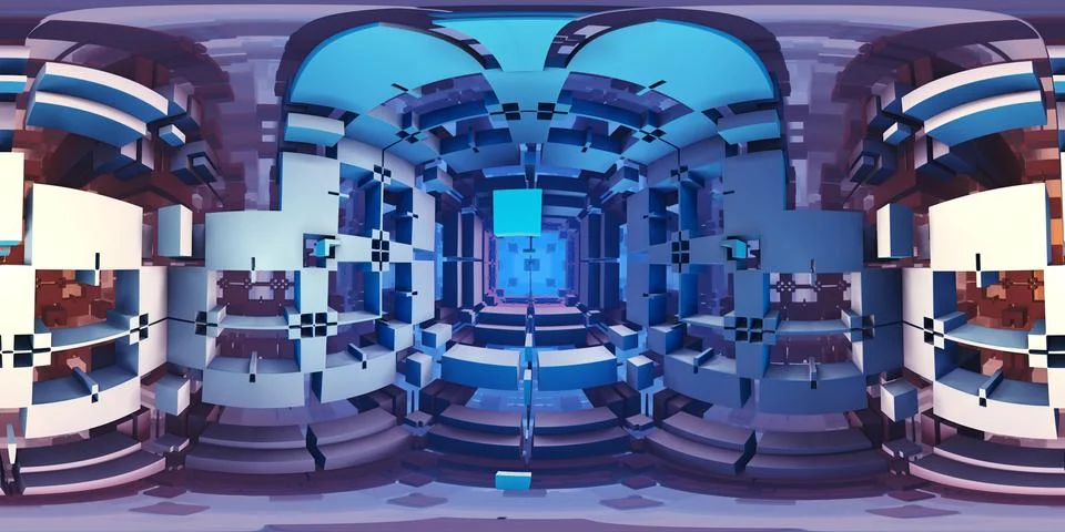 360 degree labyrinth, alien structure, equirectangular projection Illustrazione stock