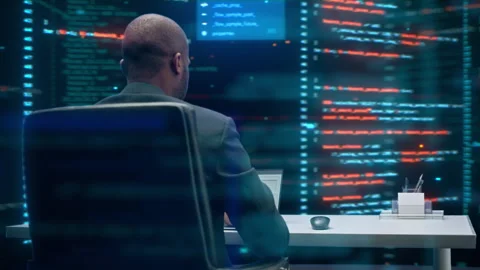 360 Degree Man Surrounded by Code 스톡 동영상 326430404
