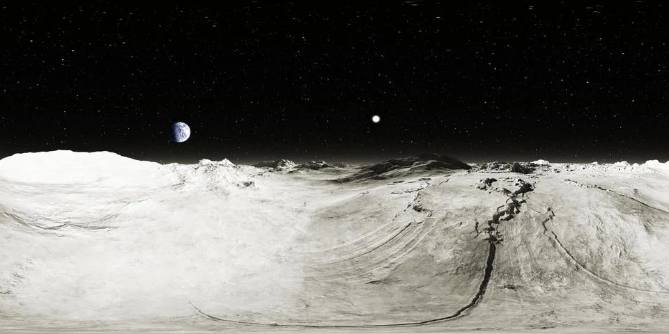 360 degree Moon landscape, equirectangular projection, environment map. HDRI Stock Illustration