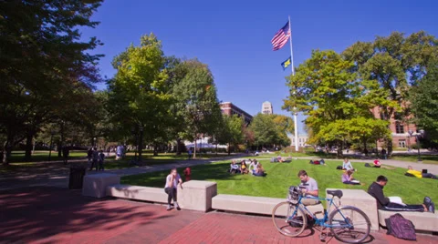360 Degree Motion Time-lapse of the Diag at the University of Michigan Video stock 37726679