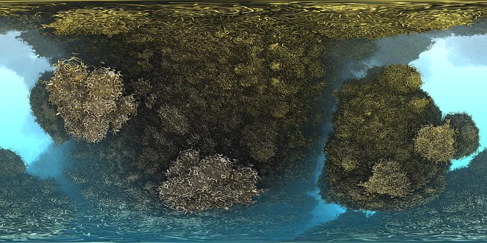 360 degree nanoparticle clusters, equirectangular projection, environment map Ilustración de archivo