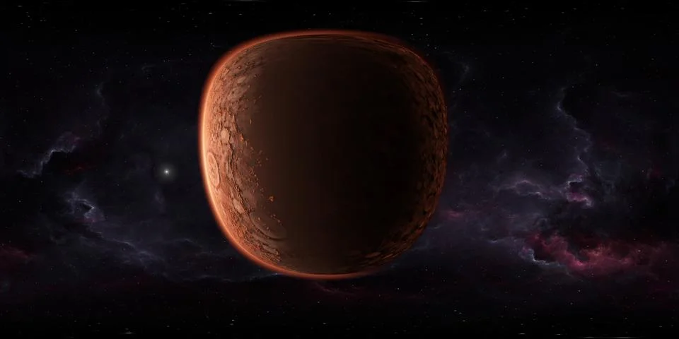 360 degree outer space panorama with planet Mars, environment HDRI map Stock Illustration
