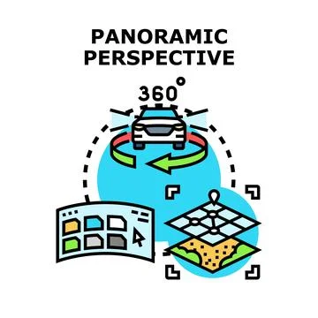 360 degree panoramic perspective technology concept Stock Illustration