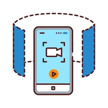 360 degree panoramic video camera in smartphone color line icon. Innovative t Stock Illustration