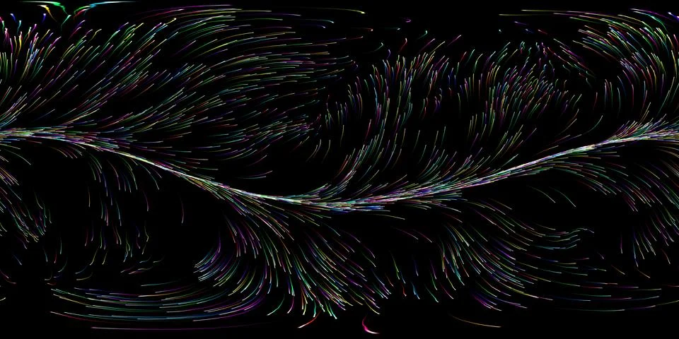 360 degree panoramic view into energy particles swarm. 3d illustration. Illustration