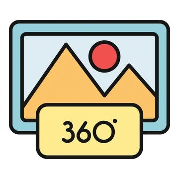 360 degree panoramic view immersive experience icon Stock Illustration
