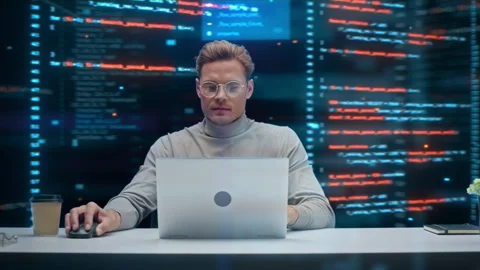 360 Degree Programmer Writing Code Visualisation Around Stock-Footage 326429382