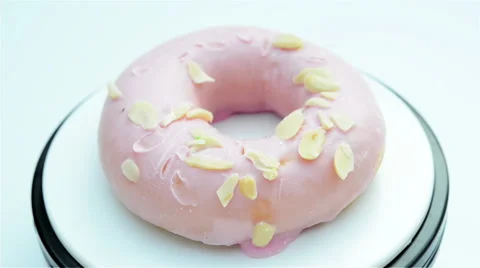 360-degree rotating pink donut Stock Footage 45158640