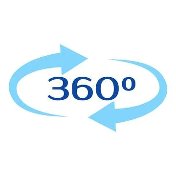 360 degree rotation angle with circular arrows icon Stock Illustration