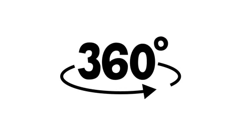 360 degree rotation to the right. Circular rotation sign.Fast Stock Footage 340984912