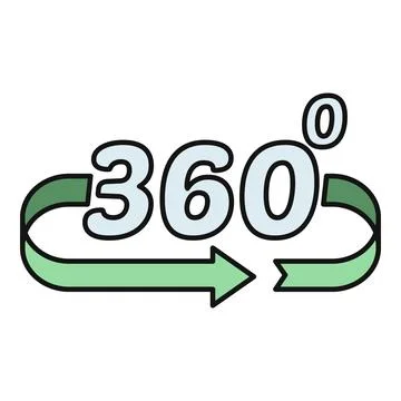 360 degree rotation view icon with arrow Stock Illustration