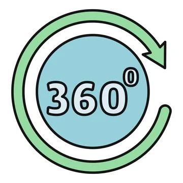 360 degree rotation view perspective icon button Stock Illustration