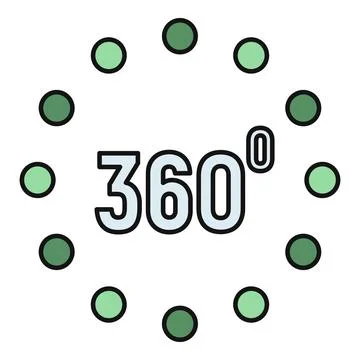 360 degree rotation view perspective icon button Stockillustratie