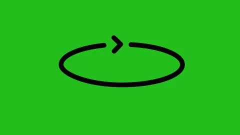 360 Degree round arrow rotation icon on green screen animation Stock Footage 334858149