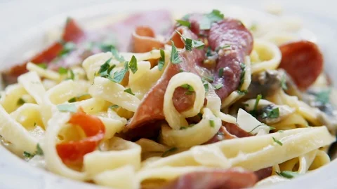 360 degree slow motion pasta view	 Stock Footage 116765585
