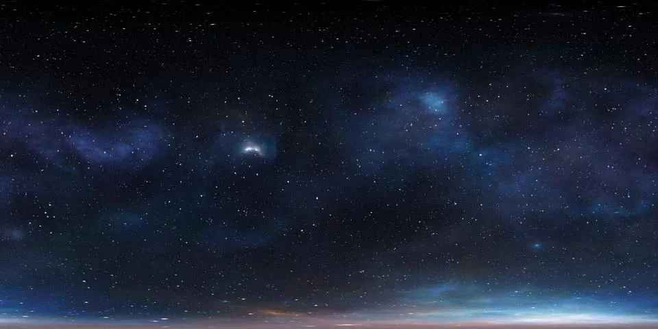 360 degree space background with nebula and stars, equirectangular projection 库存插图