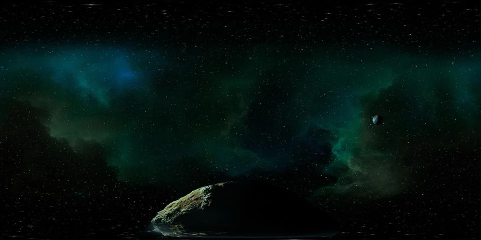 360 degree space background with nebula and stars, equirectangular projection Stock Illustration