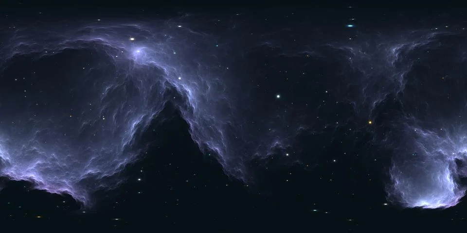 360 degree space background with nebula and stars, equirectangular projecti.. Illustrazione stock