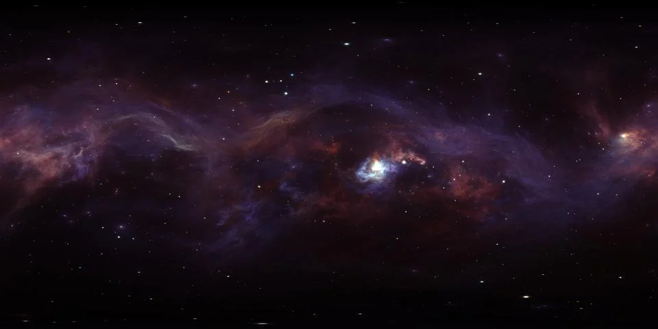 360 degree space nebula, equirectangular projection, environment map. HDRI 库存插图