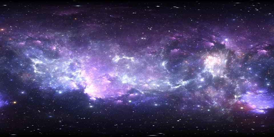 360 degree space panorama, equirectangular projection, environment map. 库存插图