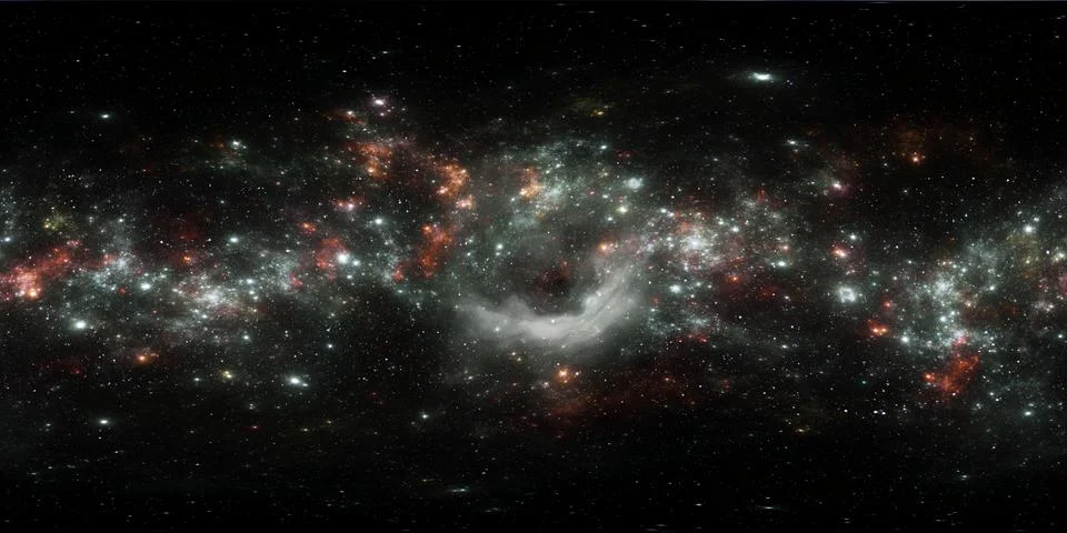360 degree space panorama, equirectangular projection, environment map. HDRI 库存插图