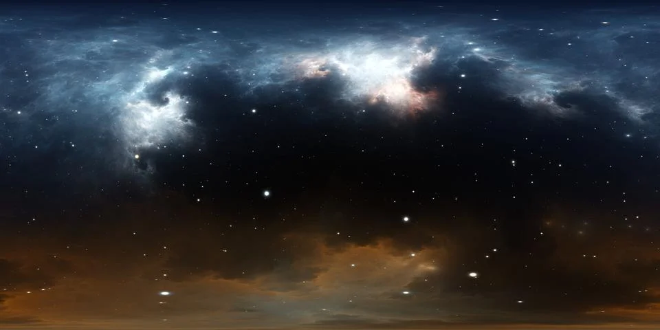 360 degree space panorama, equirectangular projection, environment map. HDR.. 库存插图