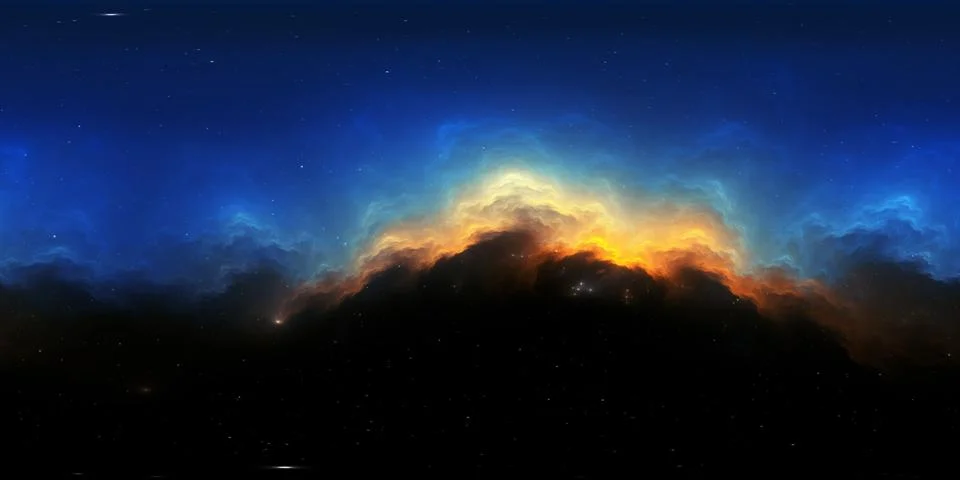 360 degree stellar space background with nebula. Panorama, environment 360 HD Stock Illustration
