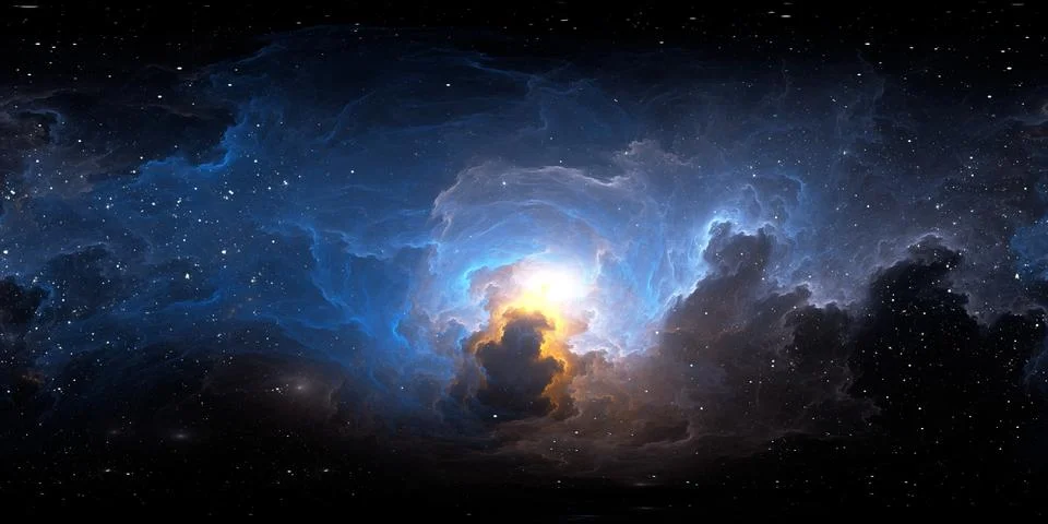 360 degree stellar space background with nebula in another dimension. Panoram Stock Illustration