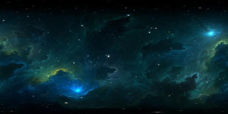 360 degree stellar space background with nebula. Panorama, environment 360 HD 库存插图