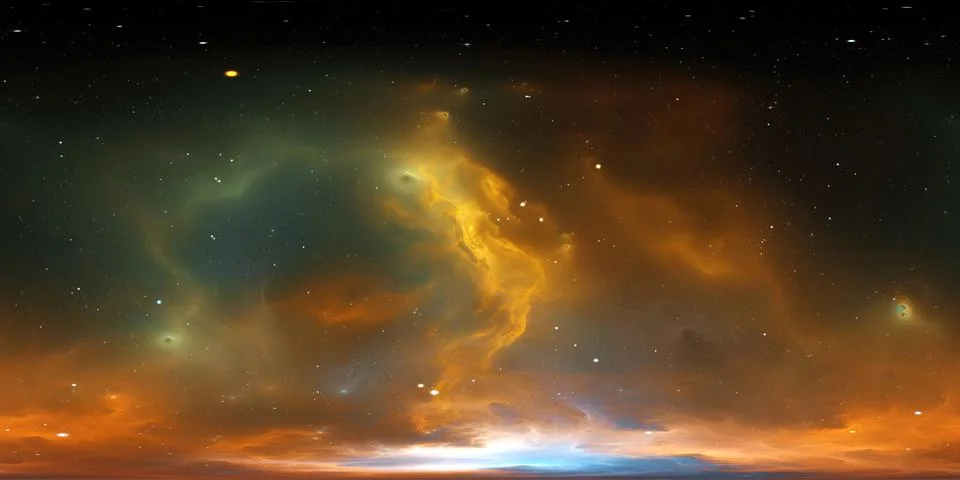 360 degree stellar space background with nebula. Panorama, environment 360 HD Stock Illustration