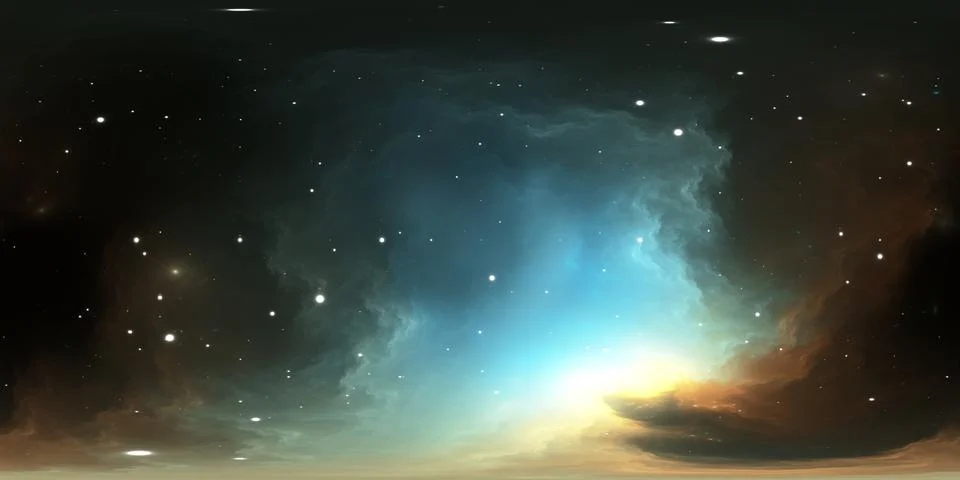 360 degree stellar system and gas nebula. Panorama, environment 360 HDRI ma.. Stock Illustration