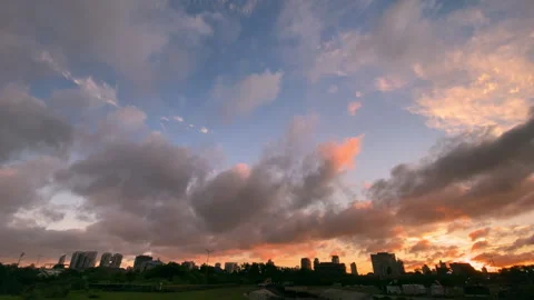 360 degree sunset panorama. Evening sunset on the embankment or open space Stock Footage 290525179